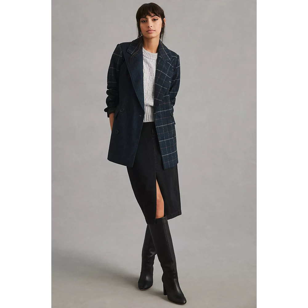 Anthropologie Avec Les Filles Oversized Plaid Blazer DOUBLE BREAST SMALL
